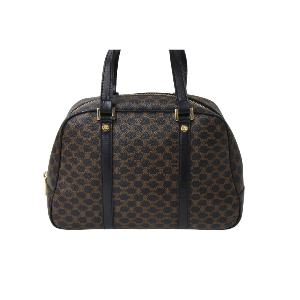 Celine Mini Handbag Black Brown Leather Macadam